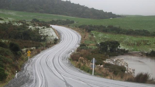 2007-06-08 NZ Curio Bay, Dunedin IMG_9029 We kept to about 20-30 km/h (12-18 mph) while driving in these conditions in the Southland